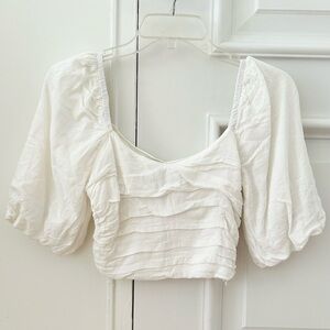 Lulus White Puff Sleeve Top Size S